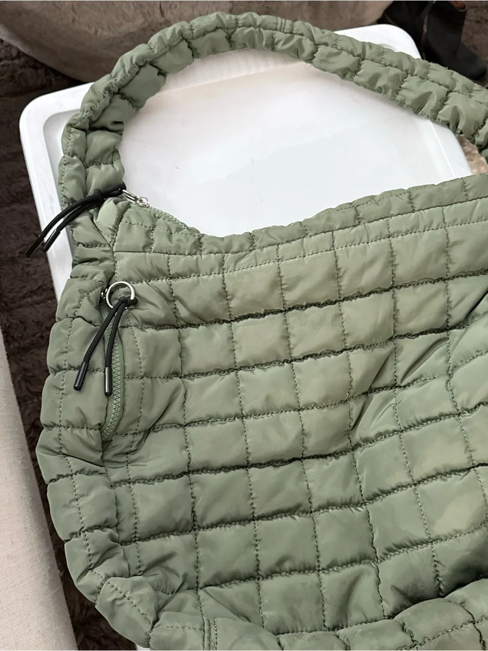 Free People Quilted Shoulder Bag in Sage